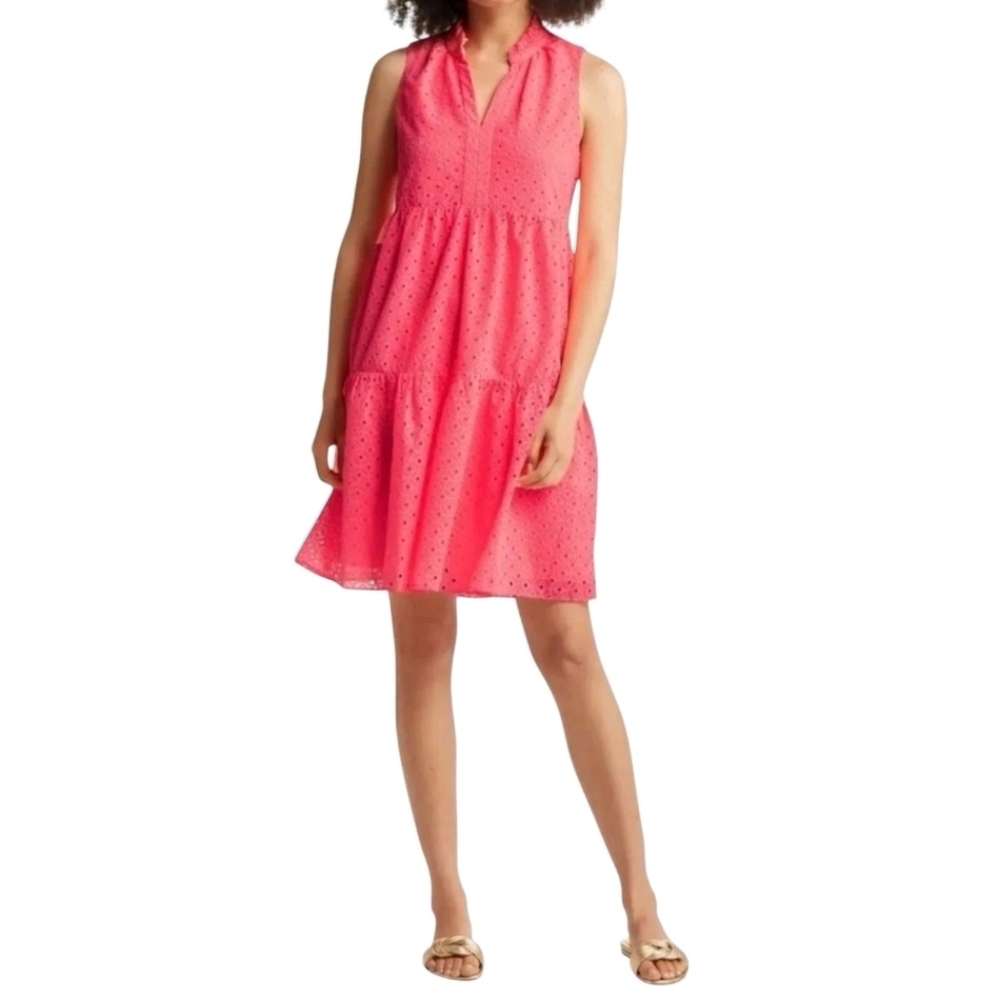 Lilly Pulitzer NOVELLA women’s Coral Mini Medallion Chiffon eyelet dress Size S